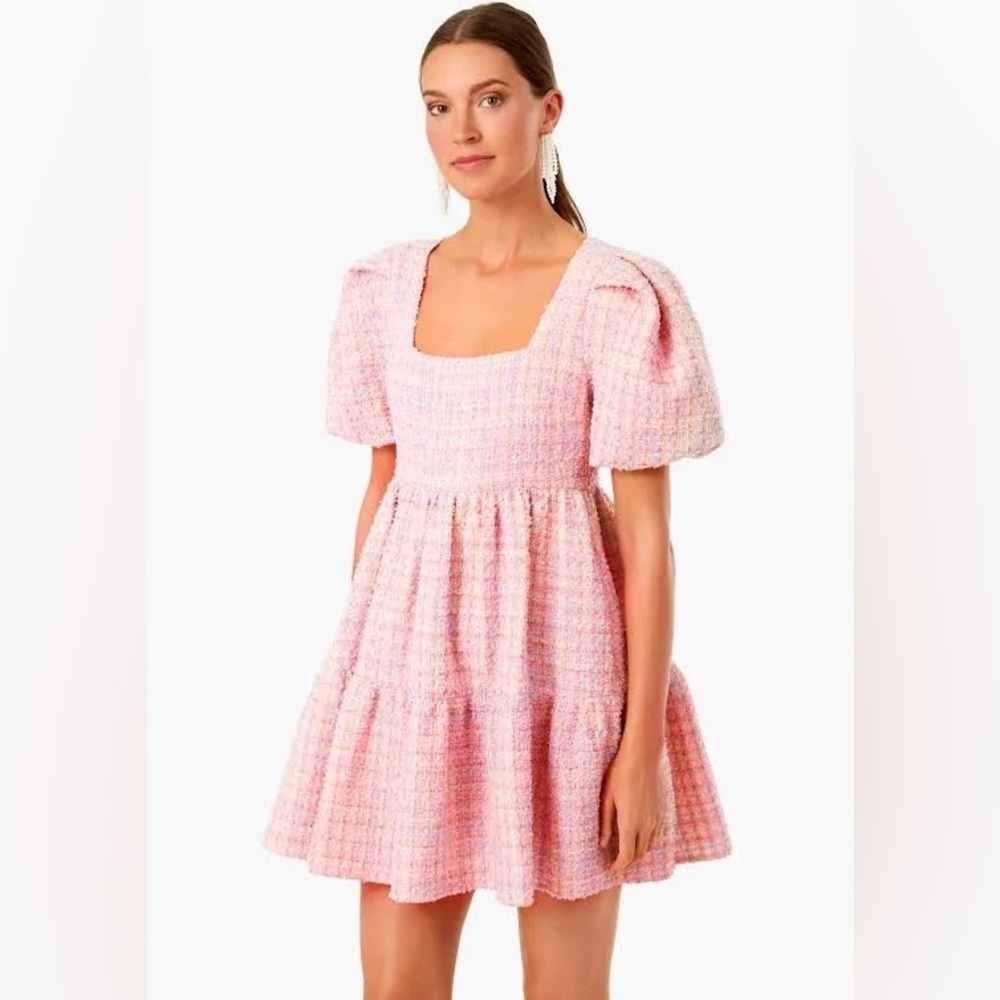 Tuckernuck Hyacinth House Mini Tweed Dress Light Pink sz S